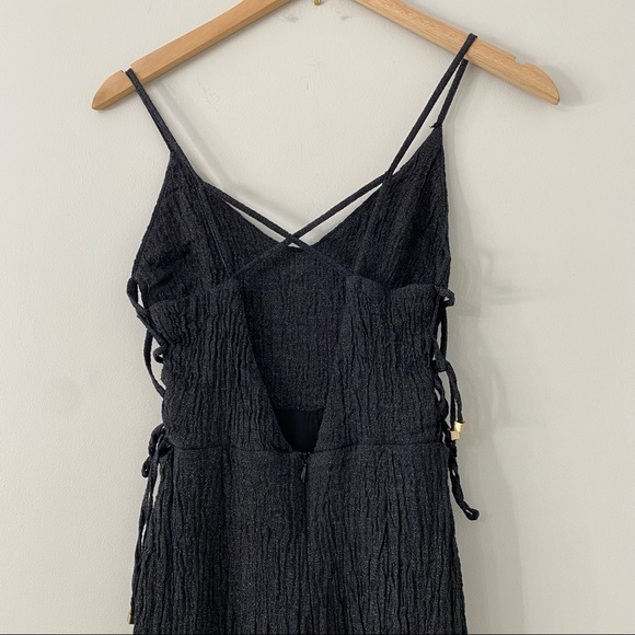 Line & Dot Strappy Linen Jumpsuit - Picture 9 of 15